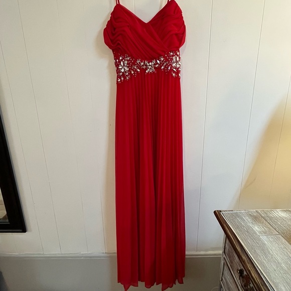 Cute rose red prom dress gown with rhinestones B. Darlin - Picture 2 of 8